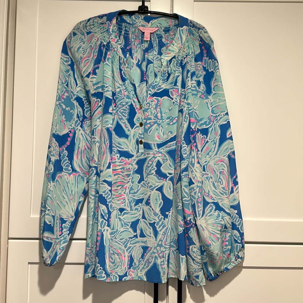 Lilly Pulitzer 100% silk blouse size large